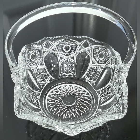 Vntg 8 1/2" Smith Glass "Quintec" Basket EUC - Picture 8 of 13